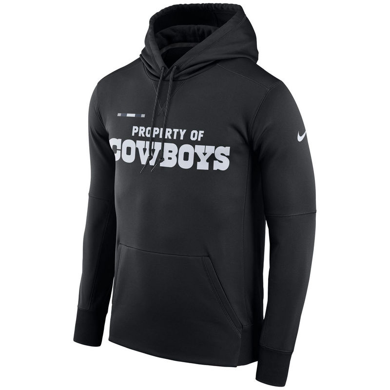 Men's Dallas Cowboys Nike Black Sideline Property Of Performance Pullover Hoodie