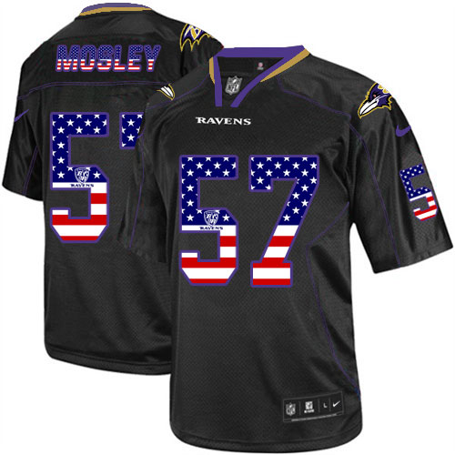 Men's Nike Ravens #57 C.J. Mosley Black USA Flag Fashion Elite Stitched Jersey