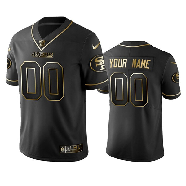 Men's 49ers Customized Black Golden Stitched NFL Jersey (Check description if you want Women or Youth size)