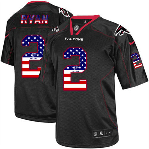 Men's Nike Falcons #2 Matt Ryan Black USA Flag Fashion Elite Stitched Jersey