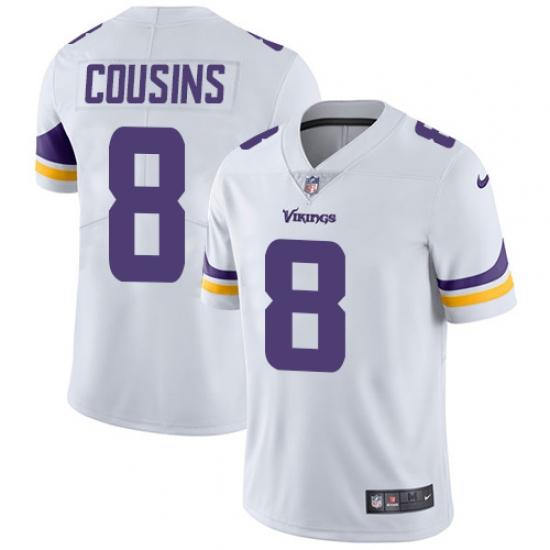 Men's Minnesota Vikings #8 Kirk Cousins White Vapor Untouchable Limited Stitched NFL Jersey (Check description if you want Women or Youth size)