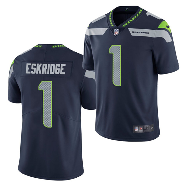 Men's Seattle Seahawks #1 D'Wayne Eskridge Navy Vapor Untouchable Limited Stitched NFL Jersey (Check description if you want Women or Youth size)