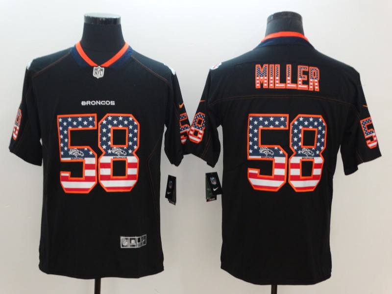 Men's Broncos #58 Von Miller 2018 Black USA Flag Color Rush Limited Fashion NFL Stitched Jersey