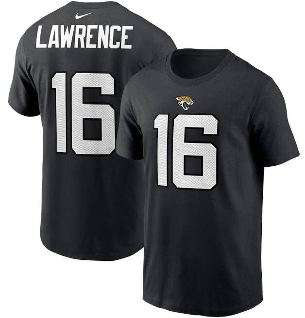 Men's Jacksonville Jaguars #16 Trevor Lawrence 2021 Black NFL Draft First Round Pick Player Name & Number NFL T-Shirt