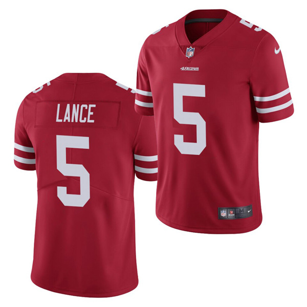 Men's San Francisco 49ers #5 Trey Lance 2021 NFL Draft Red Vapor Untouchable Limited Stitched Jersey (Check description if you want Women or Youth size)