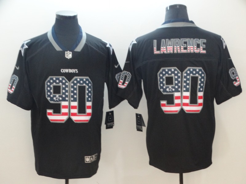Men's Cowboys #90 Demarcus Lawrencs 2018 Black USA Flag Color Rush Limited Fashion NFL Stitched Jersey