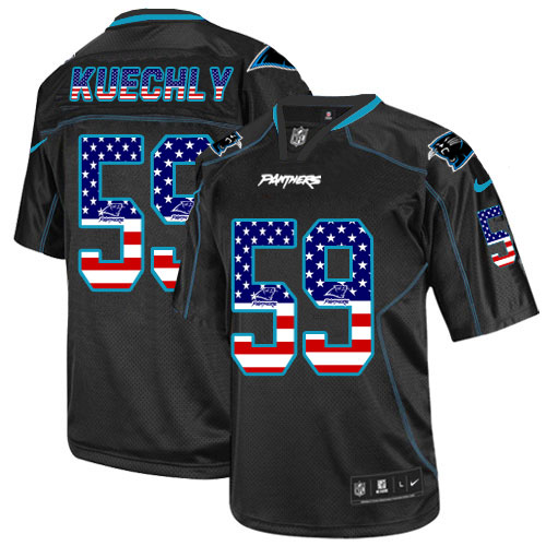 Men's Nike Panthers #59 Luke Kuechly Black USA Flag Fashion Elite Stitched Jersey