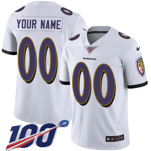 Men's Ravens 100th Season ACTIVE PLAYER White Vapor Untouchable Limited Stitched NFL Jersey