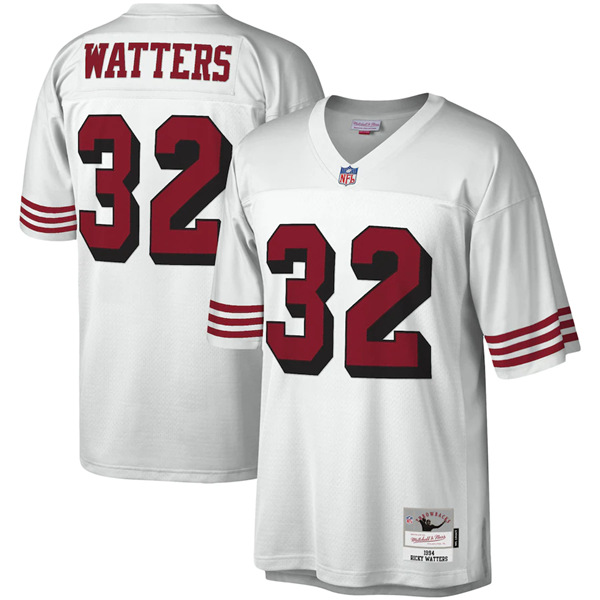 Men's San Francisco 49ers Mitchell & Ness #32 Ricky Watters White Legacy Football Stitched Jersey