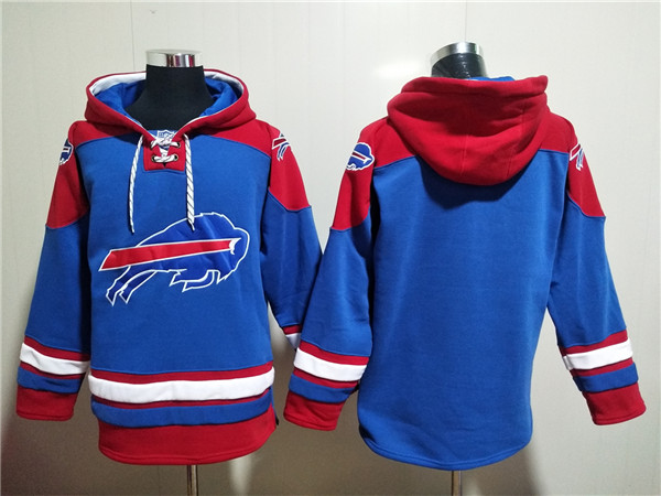 Men's Buffalo Bills Blank Red/Blue Ageless Must-Have Lace-Up Pullover Hoodie