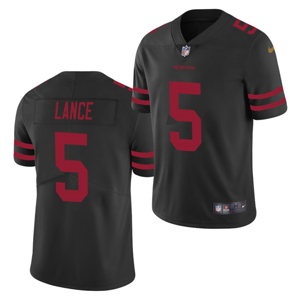 Men's San Francisco 49ers #5 Trey Lance 2021 Black Vapor Untouchable Limited Stitched NFL Jersey (Check description if you want Women or Youth size)