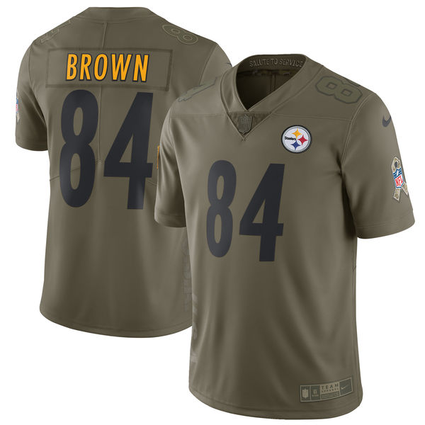 Men's Nike Pittsburgh Steelers #84 Antonio Brown Olive Salute To Service Limited Stitched NFL Jersey
