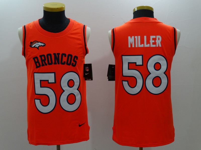 Men's Nike Denver Broncos #58 Von Miller Orange Team Color Stitched NFL Limited Tank Top Jersey