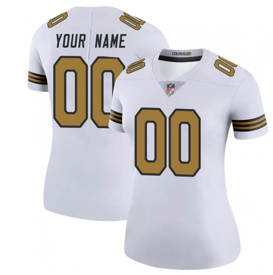 Women's New Orleans Saints ACTIVE PLAYER Custom White Color Rush Stitched Jersey