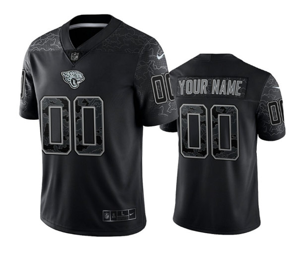 Men's Jacksonville Jaguars Customized Black Reflective Limited Stitched Jersey