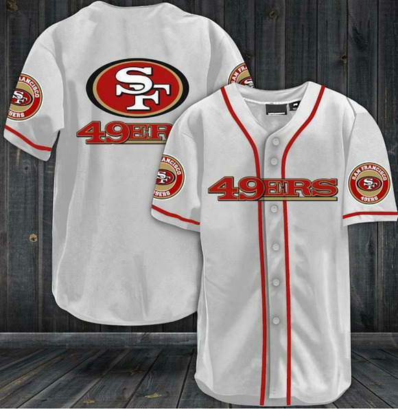 Men's San Francisco 49ers White Baseball Stitched Jersey Shirt