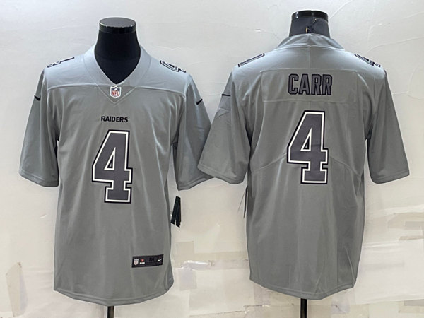 Men's Las Vegas Raiders #4 Derek Carr Gray Atmosphere Fashion Stitched Jersey