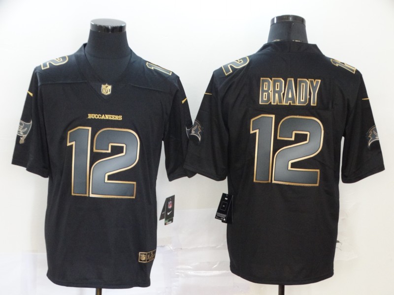 Men's Tampa Bay Buccaneers #12 Tom Brady 2020 Black Gold Edition Stitched NFL Jersey
