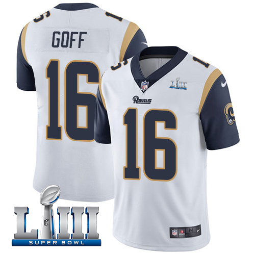 Men's Los Angeles Rams #16 Jared Goff White Super Bowl LIII Bound Vapor Untouchable Limited Stitched NFL Jersey