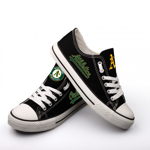 Women and Youth MLB Oakland Athletics Repeat Print Low Top Sneakers 002