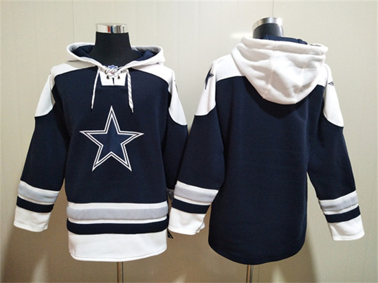 Men's Dallas Cowboys Blank Navy Ageless Must-Have Lace-Up Pullover Hoodie
