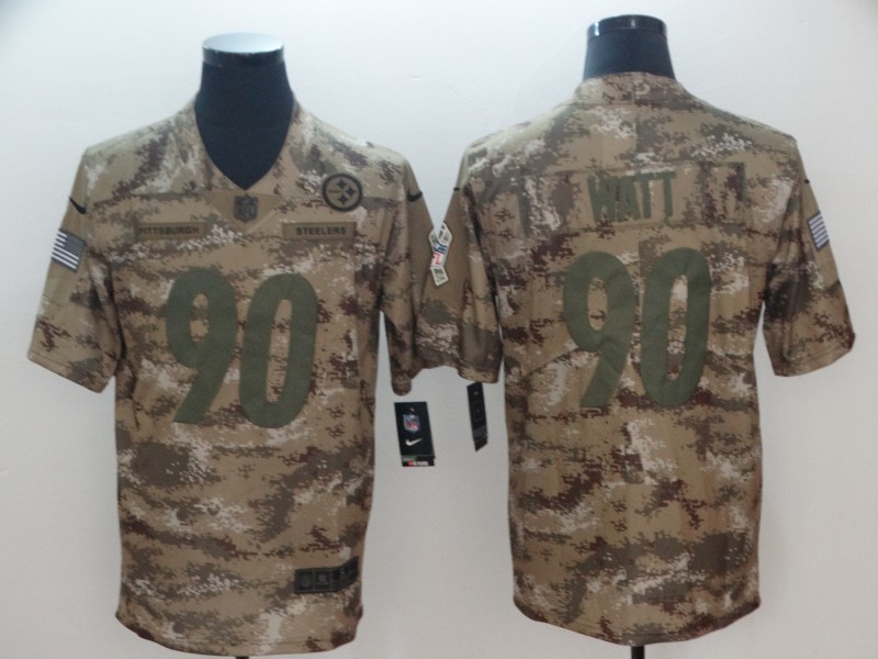 Men's Steelers #90 90 T. J. Watt 2018 Camo Salute to Service Limited Stitched NFL Jersey