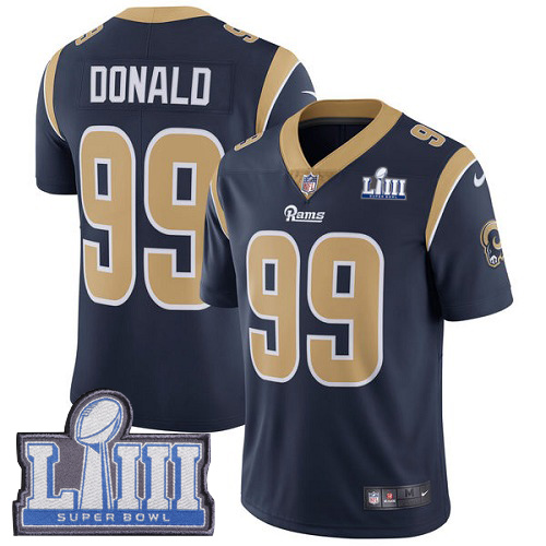 Men's Los Angeles Rams #99 Aaron Donald Navy Blue Super Bowl LIII Vapor Untouchable Limited Stitched NFL Jersey