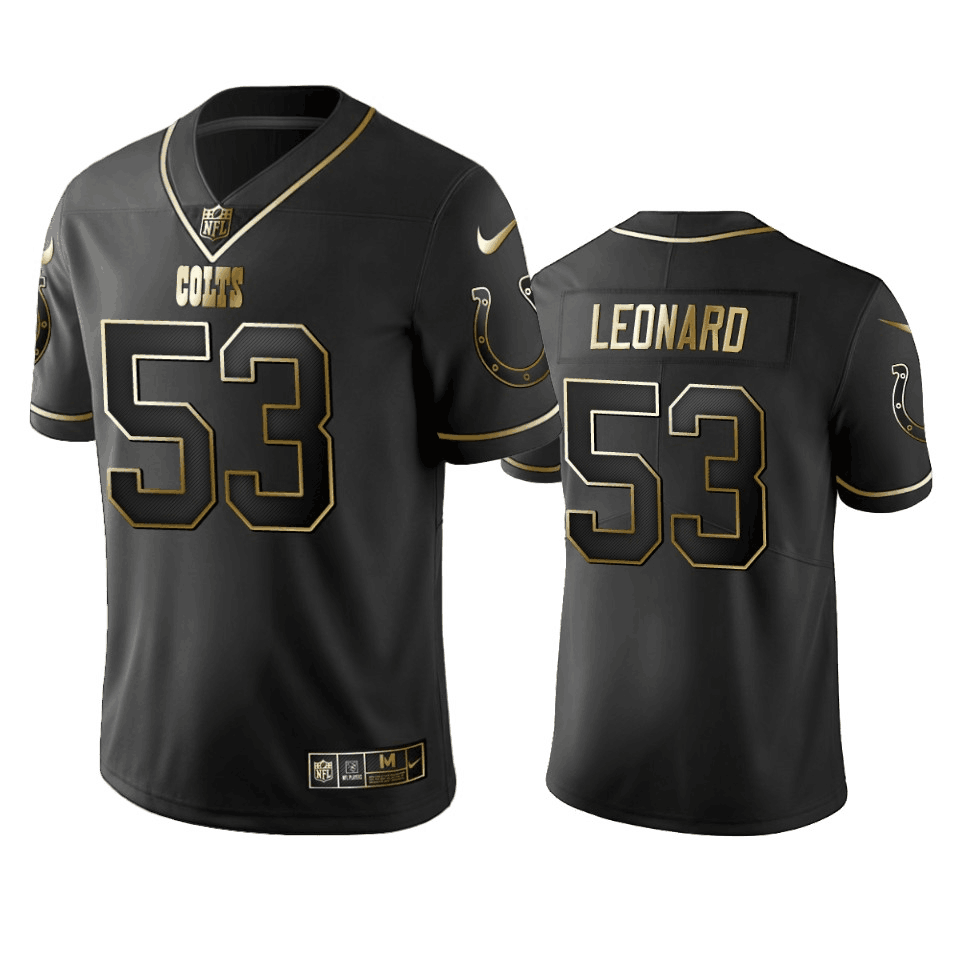 Men's Indianapolis Colts #53 Darius Leonard 2019 Black Gold Edition Stitched NFL Jersey