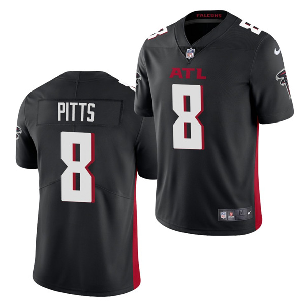 Men's Atlanta Falcons #8 Kyle Pitts 2021 NFL Draft Black Vapor Untouchable Limited Stitched Jersey (Check description if you want Women or Youth size)