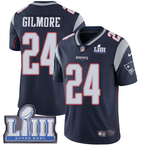 Men's New England Patriots #24 Stephon Gilmore Navy Blue Super Bowl LIII Vapor Untouchable Limited Stitched NFL Jersey