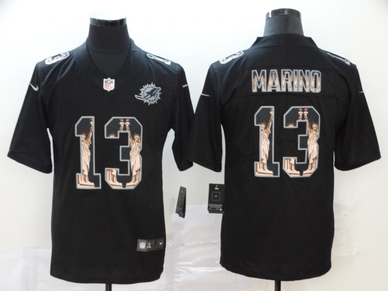Men's Miami Dolphins #13 Dan Marino 2019 Black Statue Of Liberty Limited Stitched NFL Jersey
