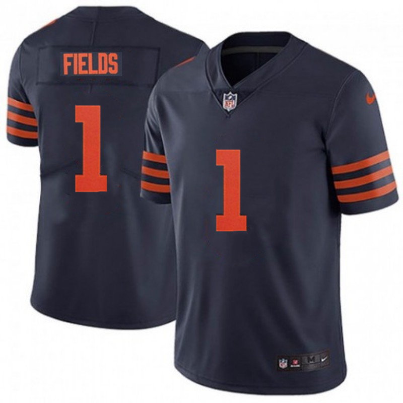 Men's Chicago Bears #1 Justin Fields Navy Vapor Untouchable Limited Stitched NFL Jersey (Check description if you want Women or Youth size)