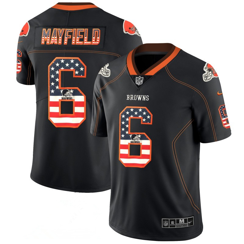 Men's Cleveland Browns #6 Baker Mayfield 2018 Black USA Flag Fashion NFL Limited Stitched Jersey