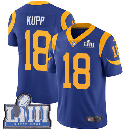 Men's Los Angeles Rams #18 Cooper Kupp Royal Blue Super Bowl LIII Vapor Untouchable Limited Stitched NFL Jersey