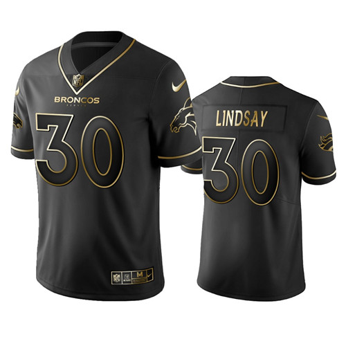 Men's Denver Broncos #30 Phillip Lindsay Black 2019 Golden Edition Limited Stitched NFL Jersey