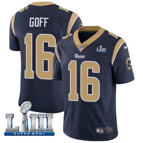Men's Los Angeles Rams #16 Jared Goff Navy Blue Super Bowl LIII Vapor Untouchable Limited Stitched NFL Jersey