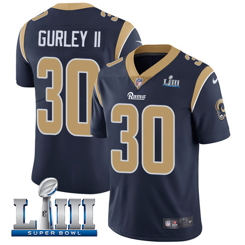 Men's Los Angeles Rams #30 Todd Gurley II Navy Blue Super Bowl LIII Vapor Untouchable Limited Stitched NFL Jersey