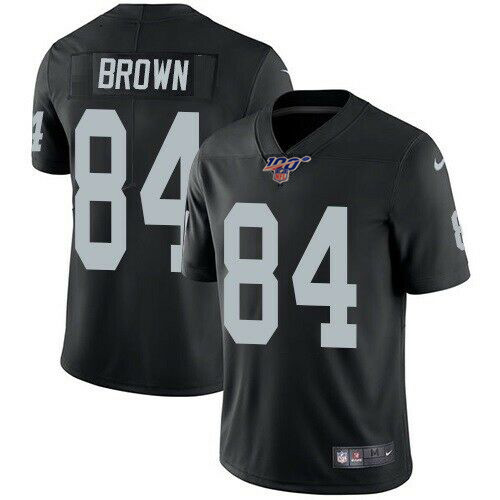 Men's Oakland Raiders 100th #84 Antonio Brown Black Vapor Untouchable Limited Stitched NFL Jersey