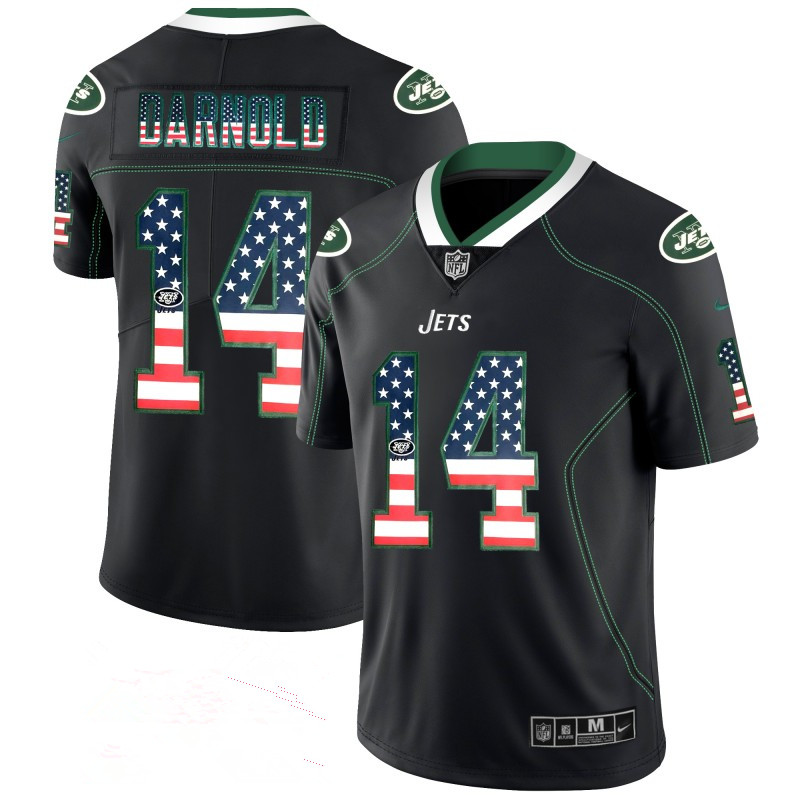 Men's New York Jets #14 Sam Darnold 2018 Black USA Flag Color Rush Limited Fashion NFL Stitched Jersey