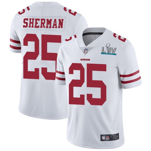 Men's San Francisco 49ers #25 Richard Sherman White Super Bowl LIV Vaper Untouchable Limited Stitched NFL Jersey