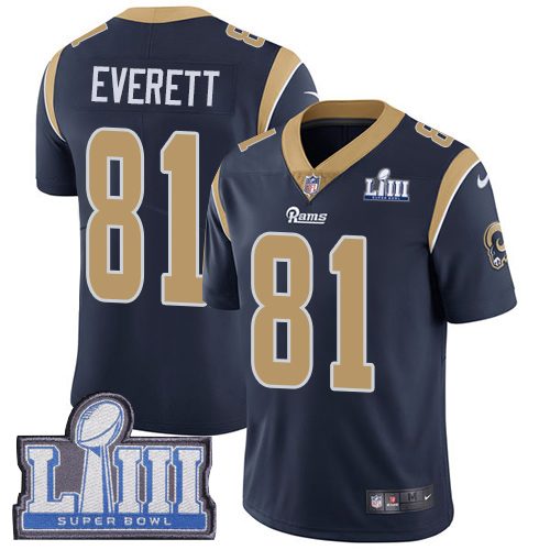 Men's Los Angeles Rams #81 Gerald Everett Navy Blue Super Bowl LIII Vapor Untouchable Limited Stitched NFL Jersey