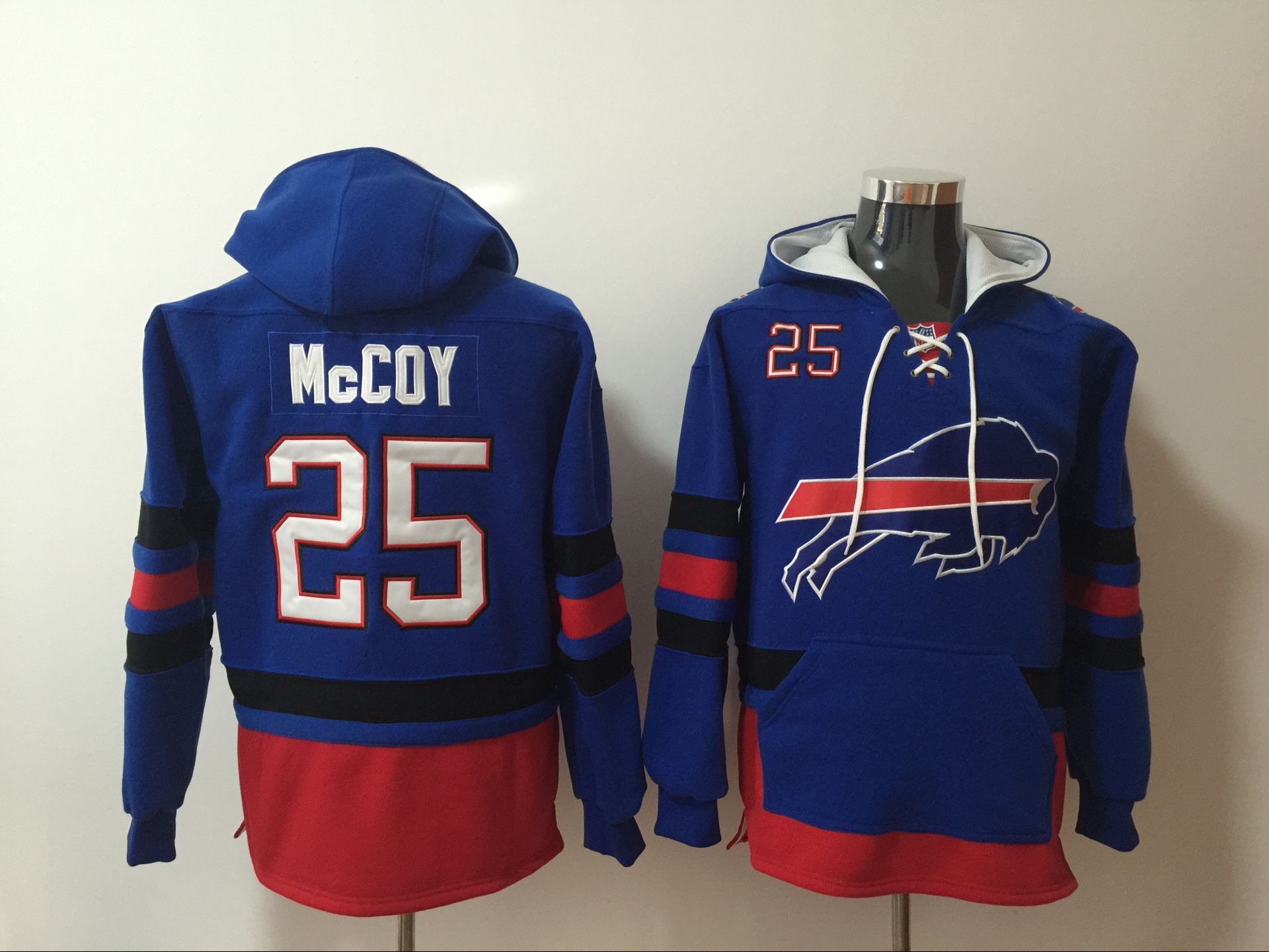 Men's Buffalo Bills #25 LeSean McCoy Blue All Stitched NFL Hooded Sweatshirt