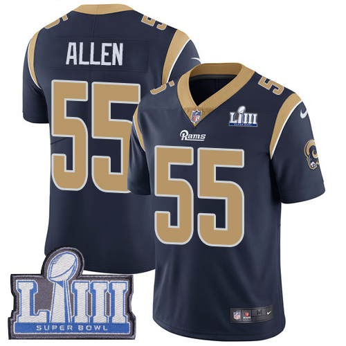 Men's Los Angeles Rams #55 Brian Allen Navy Blue Super Bowl LIII Vapor Untouchable Limited Stitched NFL Jersey