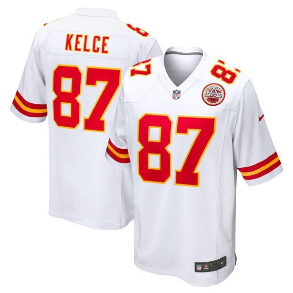 Men's Kansas City Chiefs #87 Travis Kelce White Stitched Game Jersey