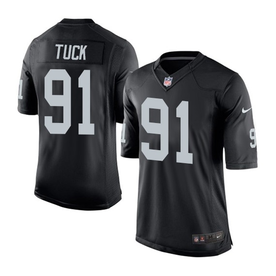 Men's Oakland Raiders #91 Justin Tuck NFL Stitched Jersey