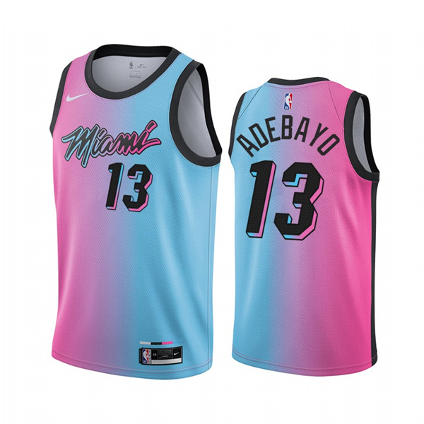 Men's Miami Heat #13 Bam Adebayo 2021 Blue/Pink City Edition Vice Stitched NBA Jersey [NBA_Miami ...