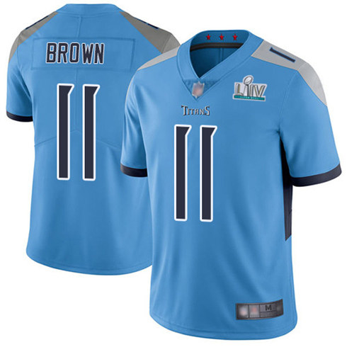 Men's Titans #11 A.J. Brown Super Bowl LIV Blue Vapor Untouchable Limited Stitched NFL Jersey