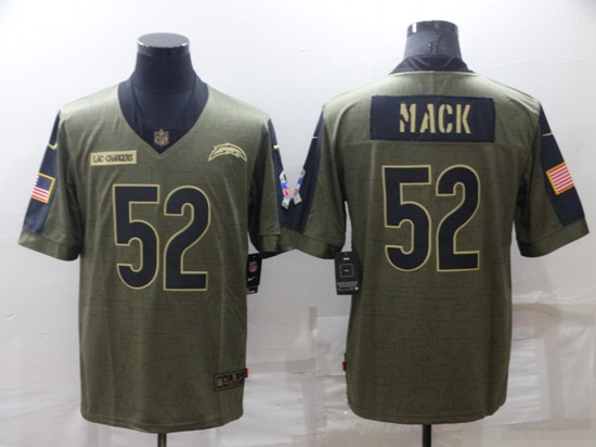 Men's Los Angeles Chargers #52 Khalil Mack Olive Salute To Service Limited Stitched Jersey