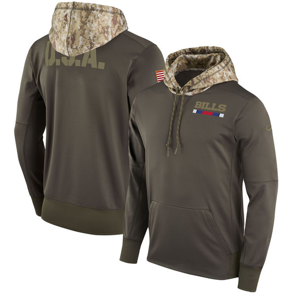 Men's Buffalo Bills Nike Olive Salute to Service Sideline Therma Pullover Hoodie