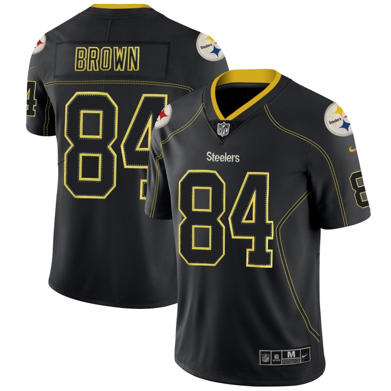 Men's Steelers #84 Antonio Brown NFL 2018 Lights Out Black Color Rush Limited Jersey
